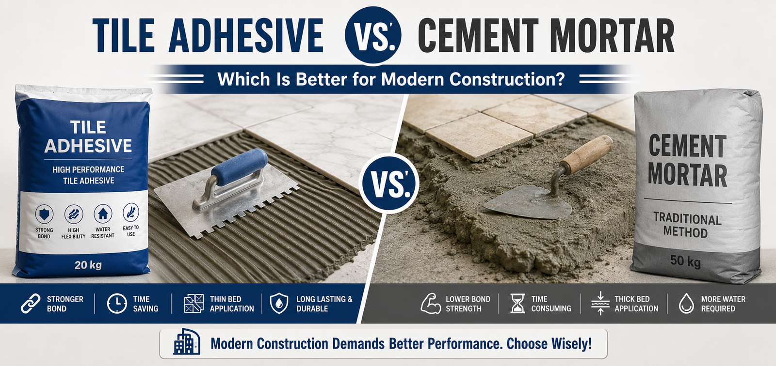 Tile Adhesive vs. Cement Mortar Which Is Better for Modern Construction